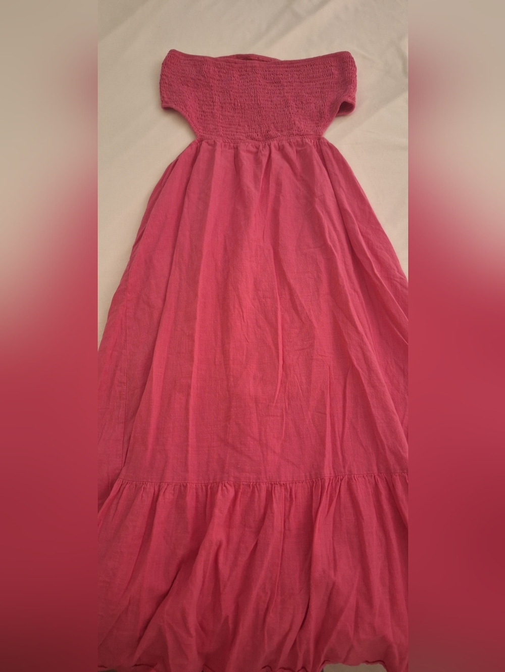 Impressions Hot Pink Off-Shoulder Maxi Dress With Open Back [1 DAY SALE💲]